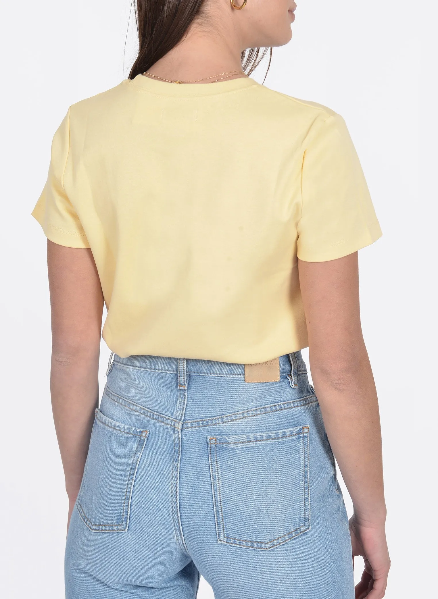 KOOKAI Camiseta de cuello redondo de algodón en beige