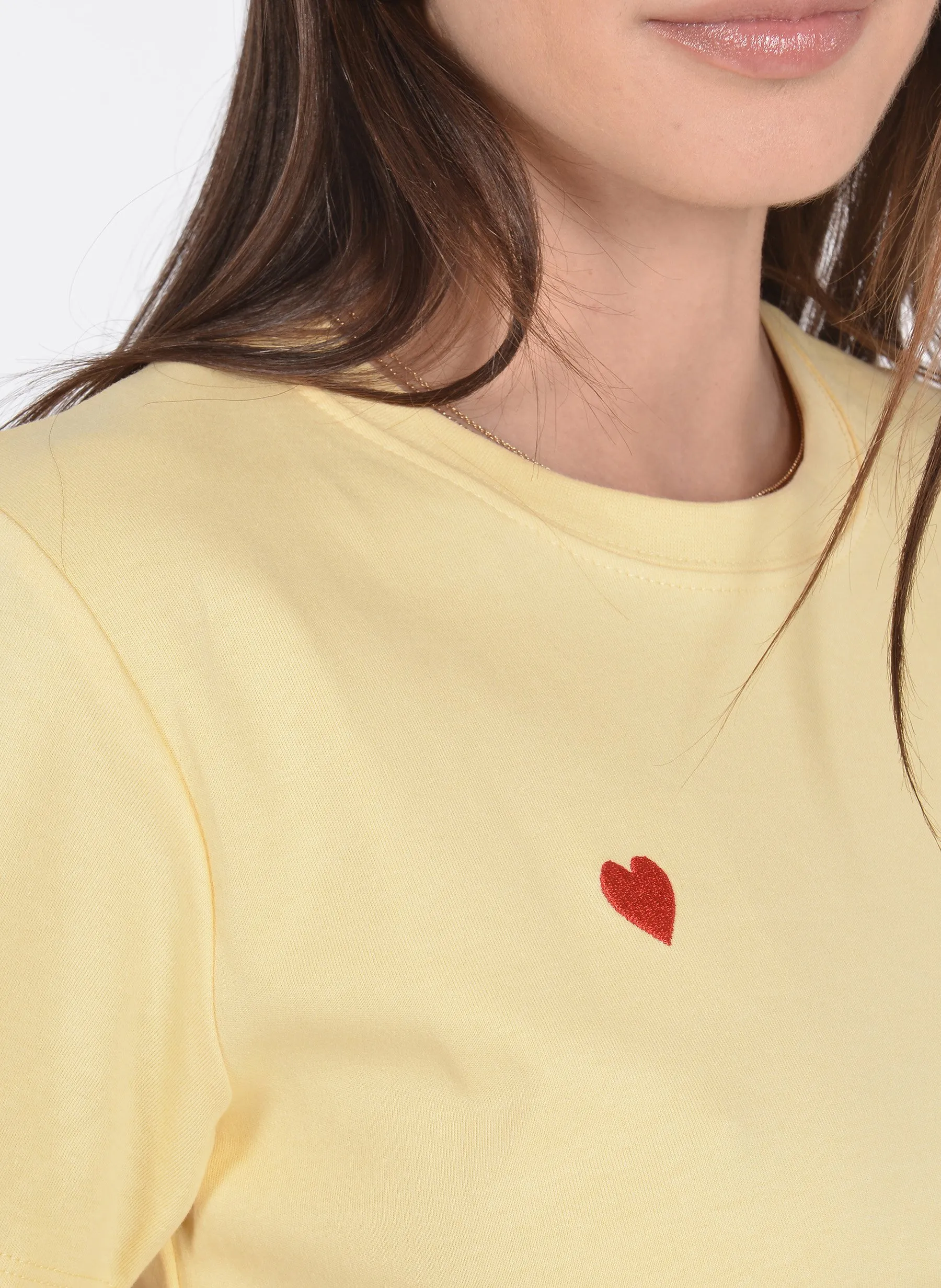 KOOKAI Camiseta de cuello redondo de algodón en beige