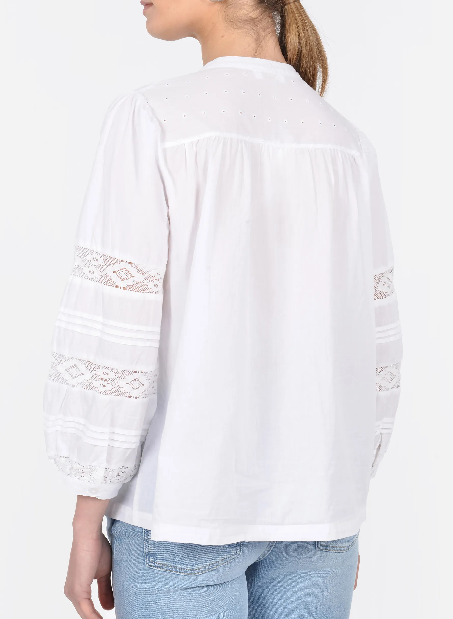 KOOKAI PAMPA  CAMISA BORDADA DE ALGODóN CON CUELLO TUNECINO EN BLANCO