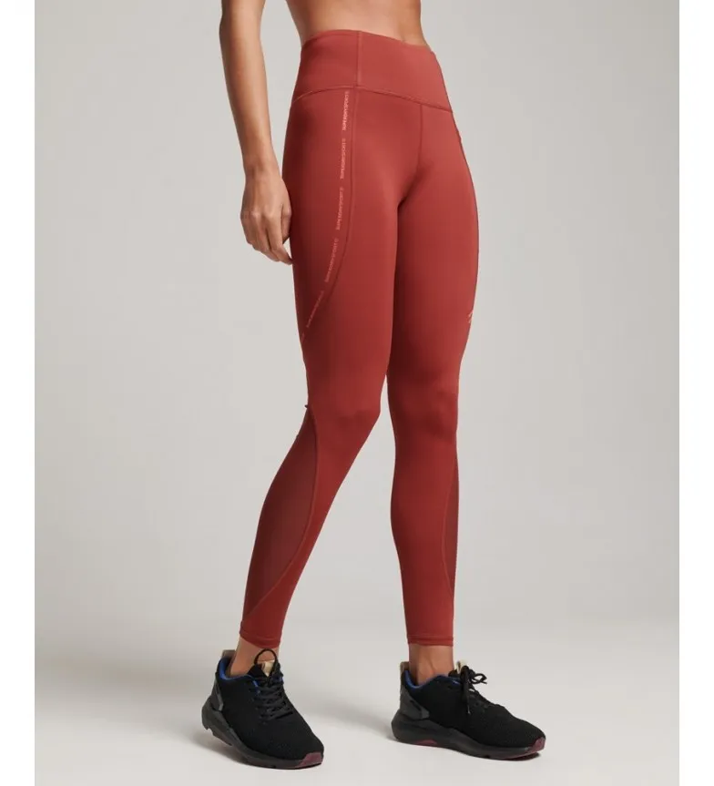 Leggings ajustados largos de malla Active rojo