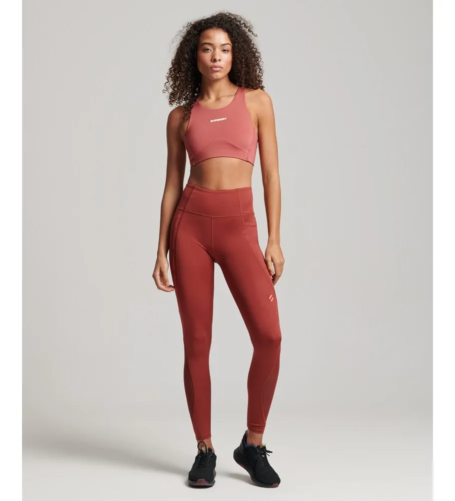 Leggings ajustados largos de malla Active rojo
