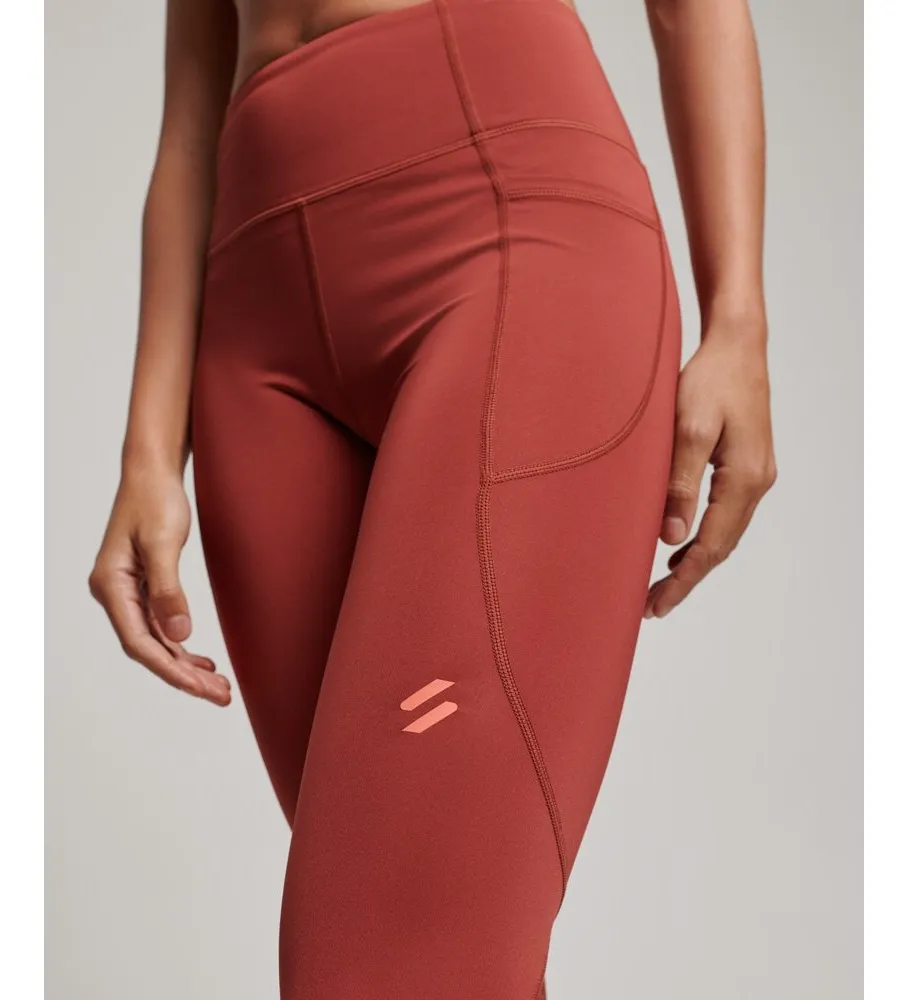 Leggings ajustados largos de malla Active rojo