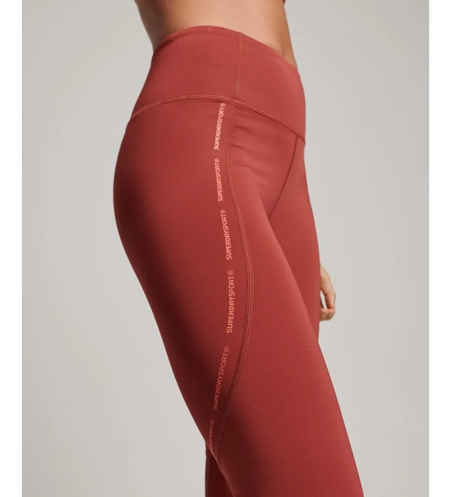 Leggings ajustados largos de malla Active rojo