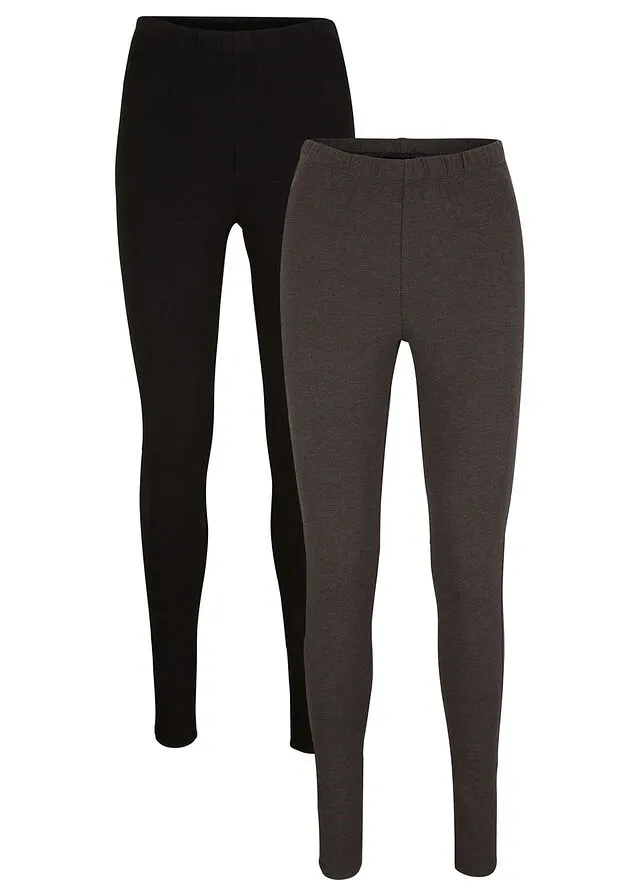 LEGGINGS ELáSTICOS (2 UNIDADES) ANTRACITA JASPEADONEGRO