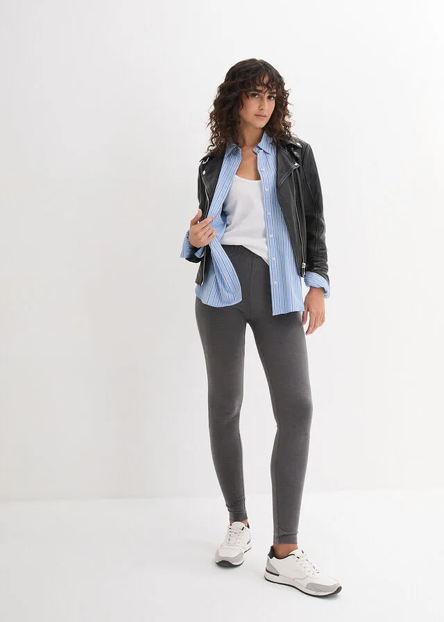 LEGGINGS ELáSTICOS (2 UNIDADES) ANTRACITA JASPEADONEGRO