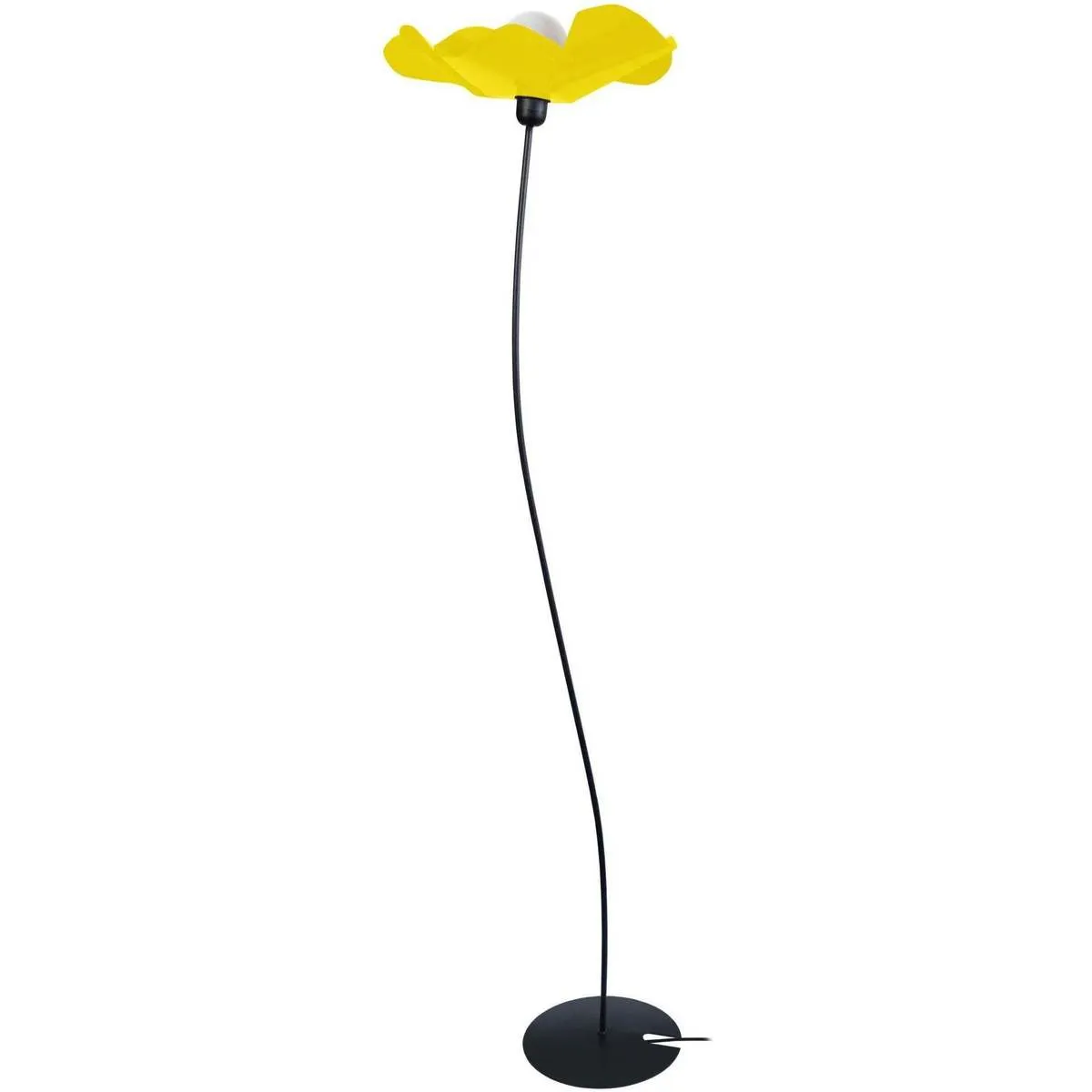 Lámpara de pie redondo metal negro y amarillo