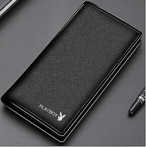Men's Business Cowhide Layer Wallet Short Black