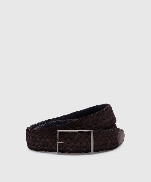 MooRER RICHARD brown suede braided belt