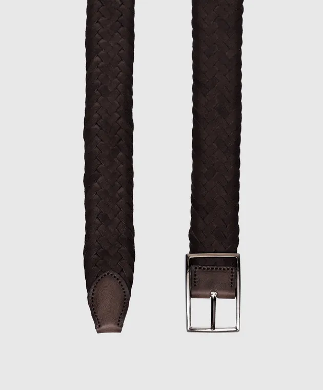 MooRER RICHARD brown suede braided belt