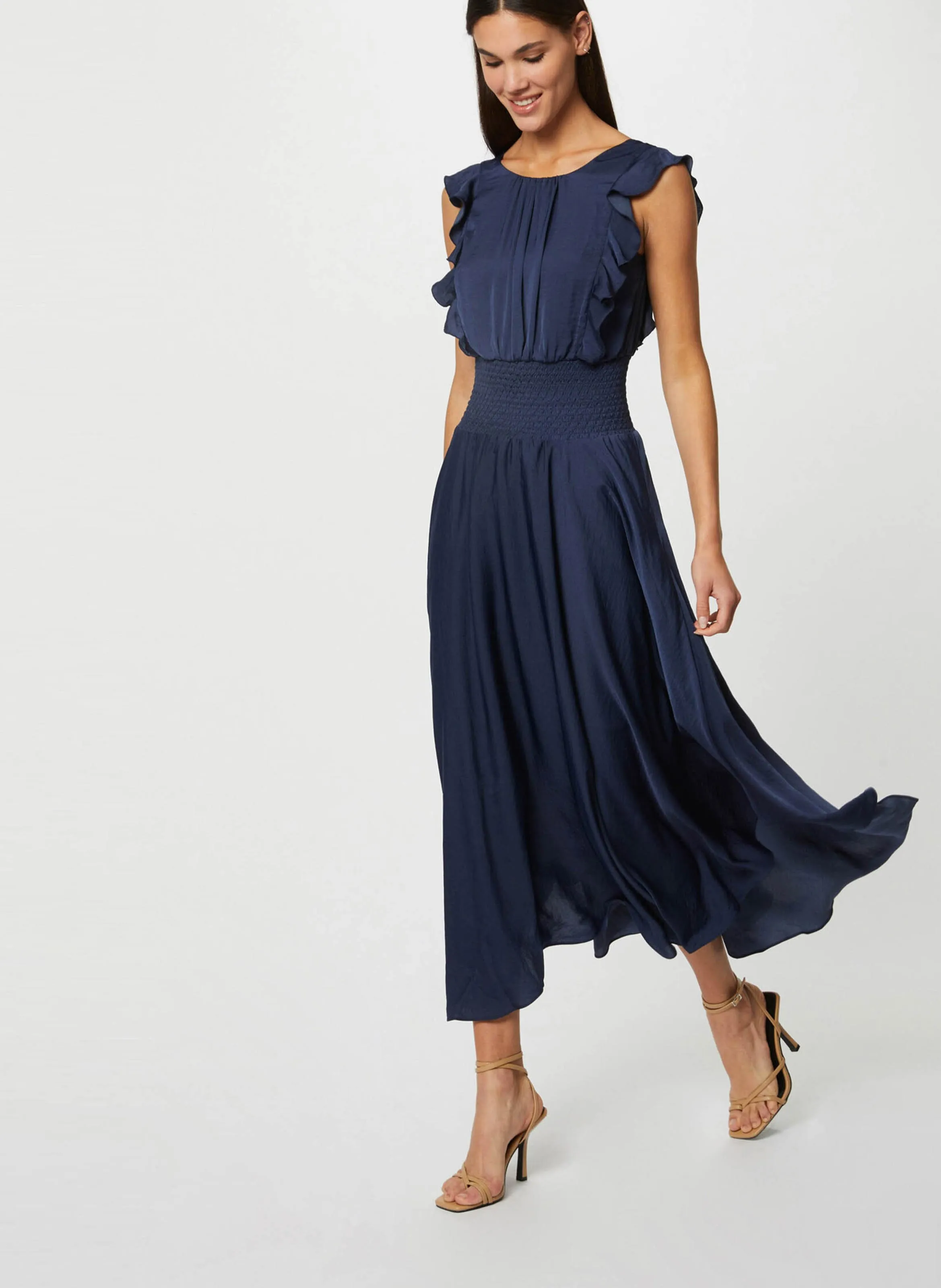 MORGAN RWENDY.N  VESTIDO LARGO EVASé EN GRIS