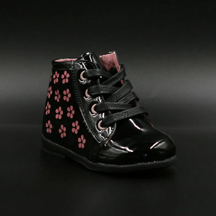 Osito Zapatos Charol C/Cordón Negro Rosado Nia Casual