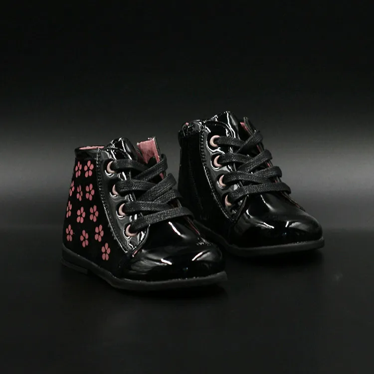 Osito Zapatos Charol C/Cordón Negro Rosado Nia Casual