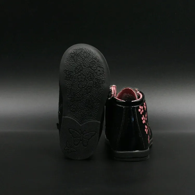 Osito Zapatos Charol C/Cordón Negro Rosado Nia Casual