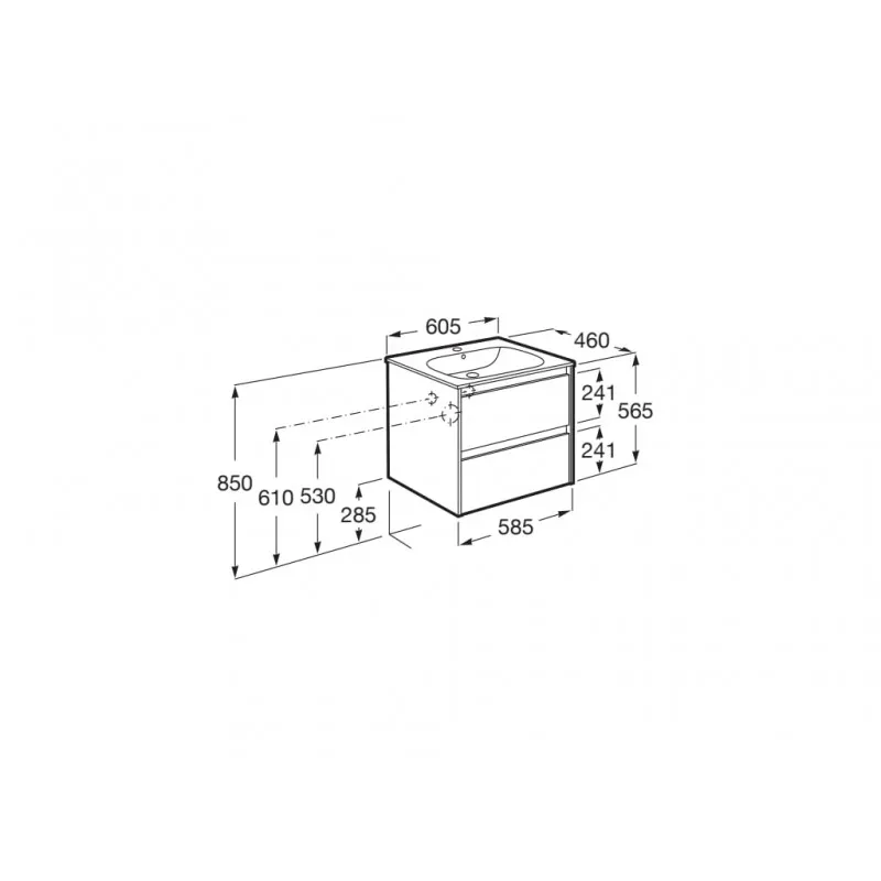 PACK UNIK MUEBLE DE 2 CAJONES + LAVABO TENET  ROCA