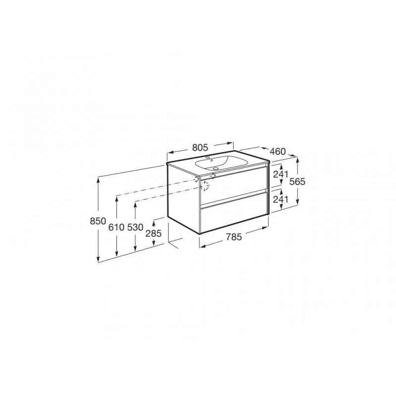 PACK UNIK MUEBLE DE 2 CAJONES + LAVABO TENET  ROCA