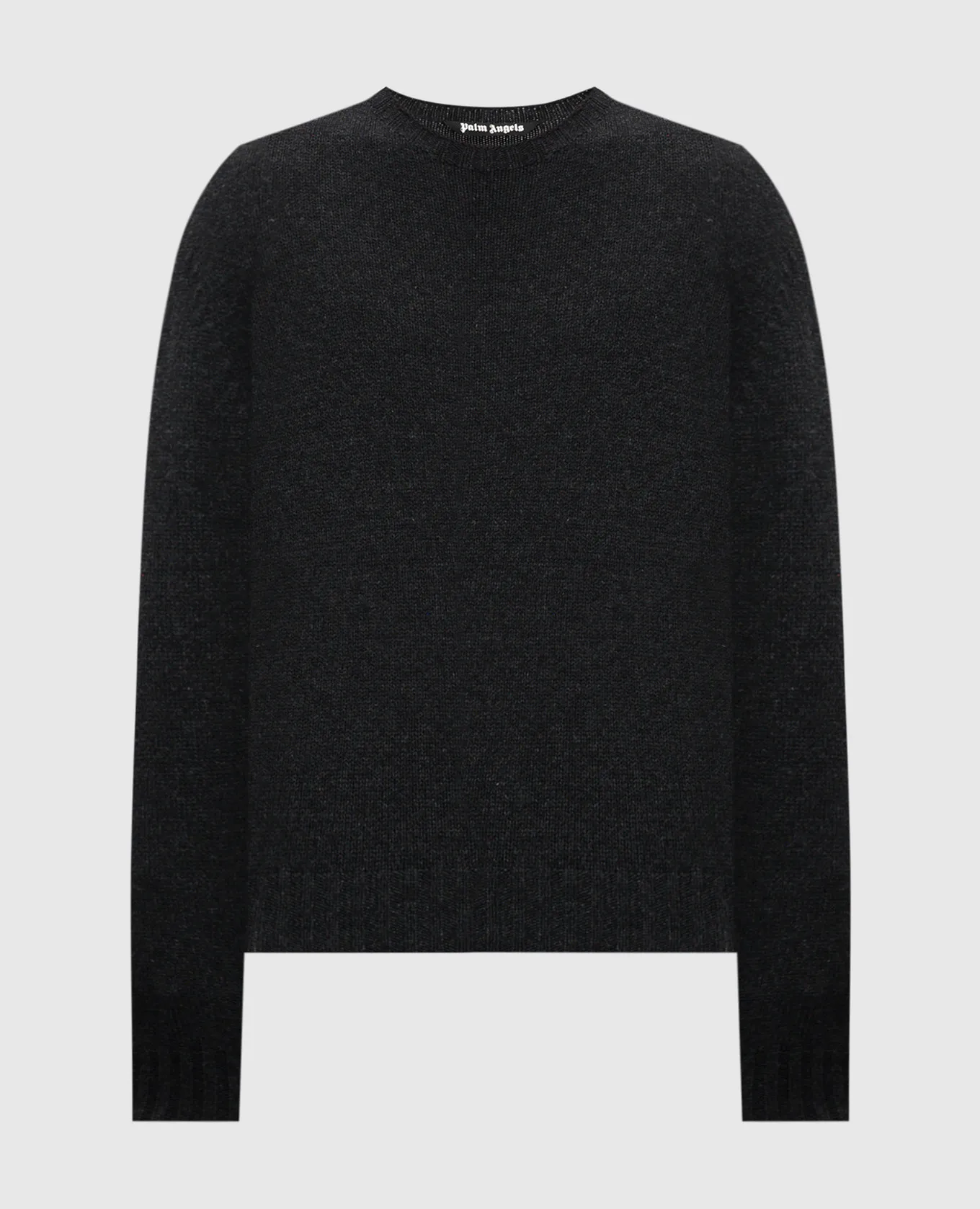 Palm Angels Gray wool and cashmere sweater with logo embroidery
