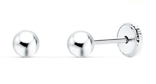 Pendientes Oro Blanco 4 mm.