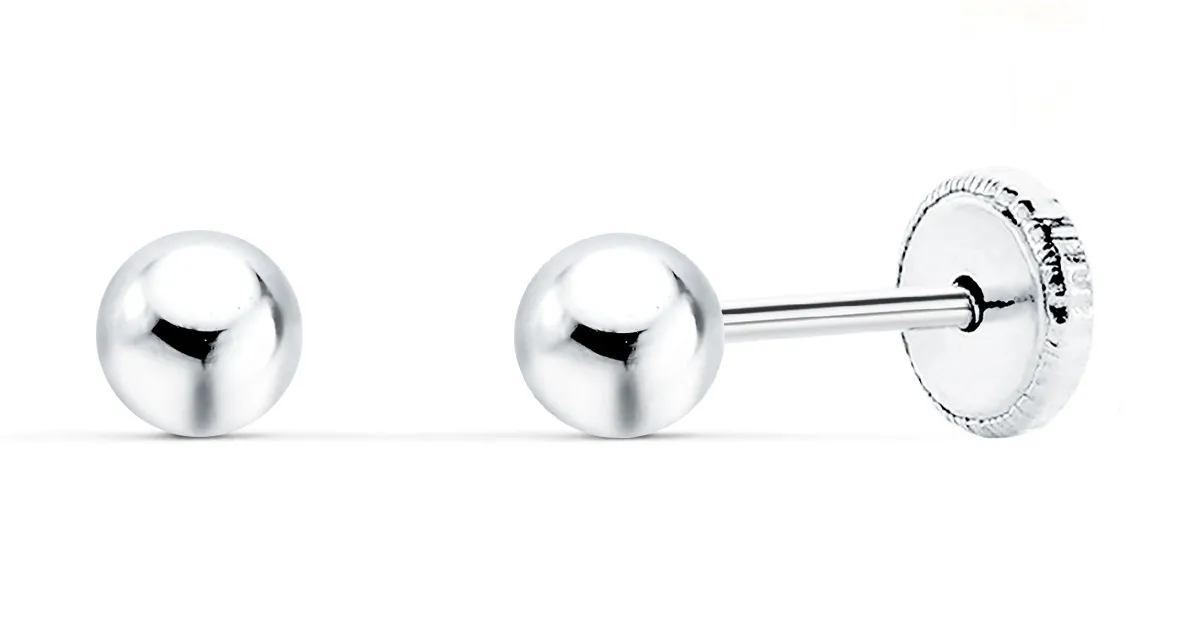 Pendientes Oro Blanco 4 mm.