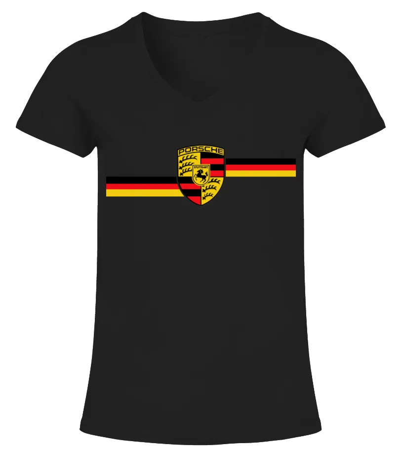 PORSCHE CREST BOXED CLASSIC RETRO 1970 911 Camiseta cuello pico Mujer