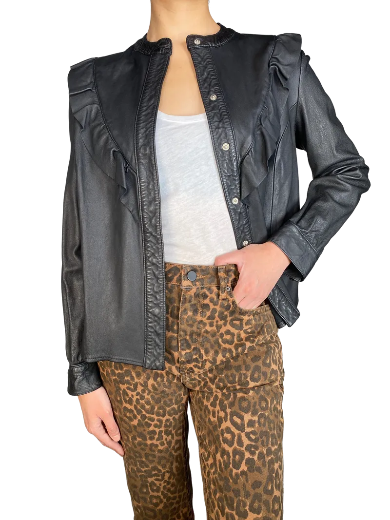 RAPSODIA Chaqueta Ruffle Cuero