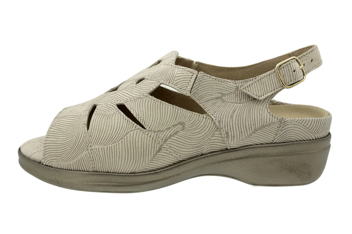 Removable Insole Sandal Beige Leather