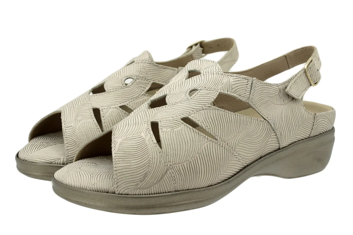 Removable Insole Sandal Beige Leather