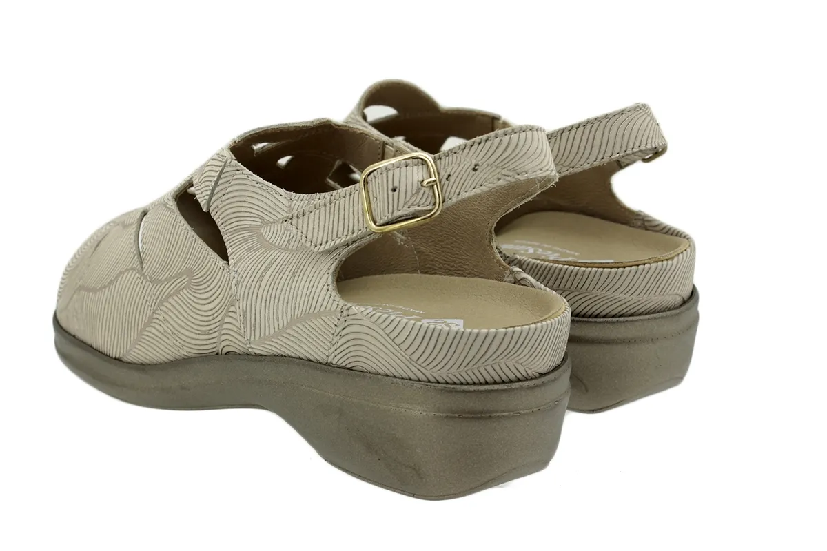 Removable Insole Sandal Beige Leather