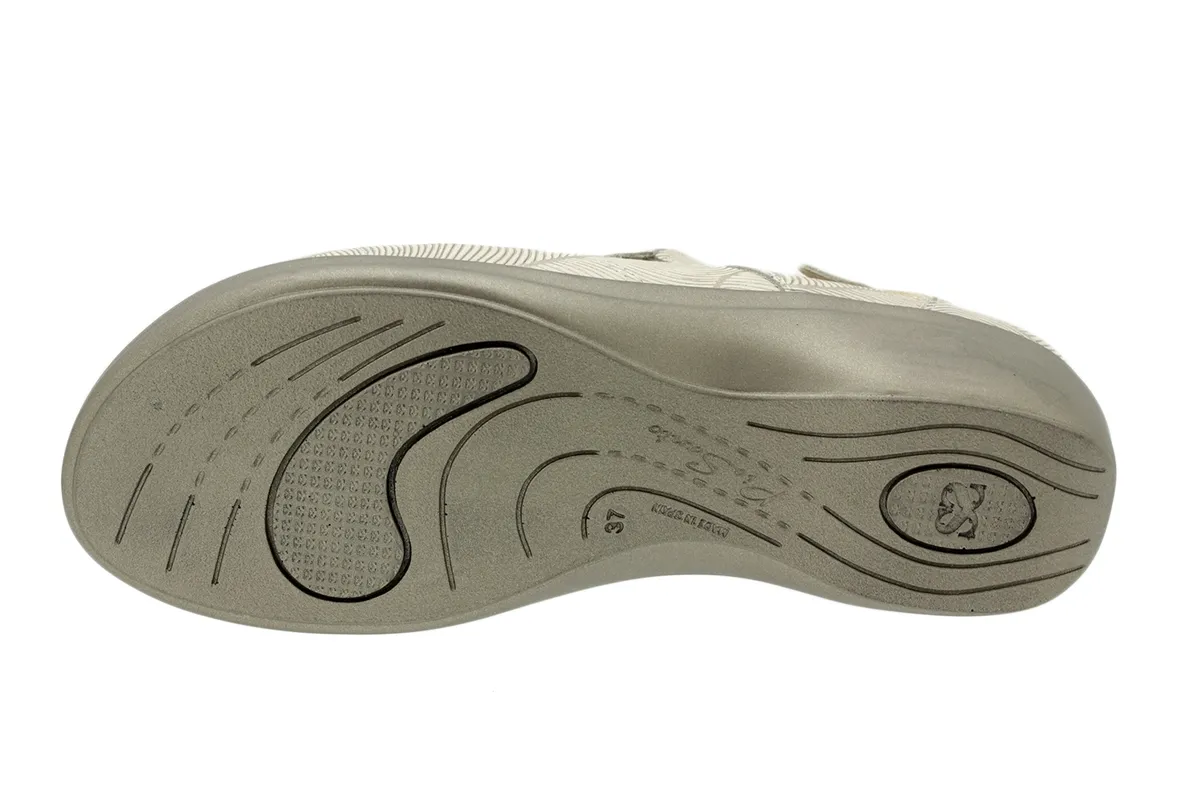 Removable Insole Sandal Beige Leather