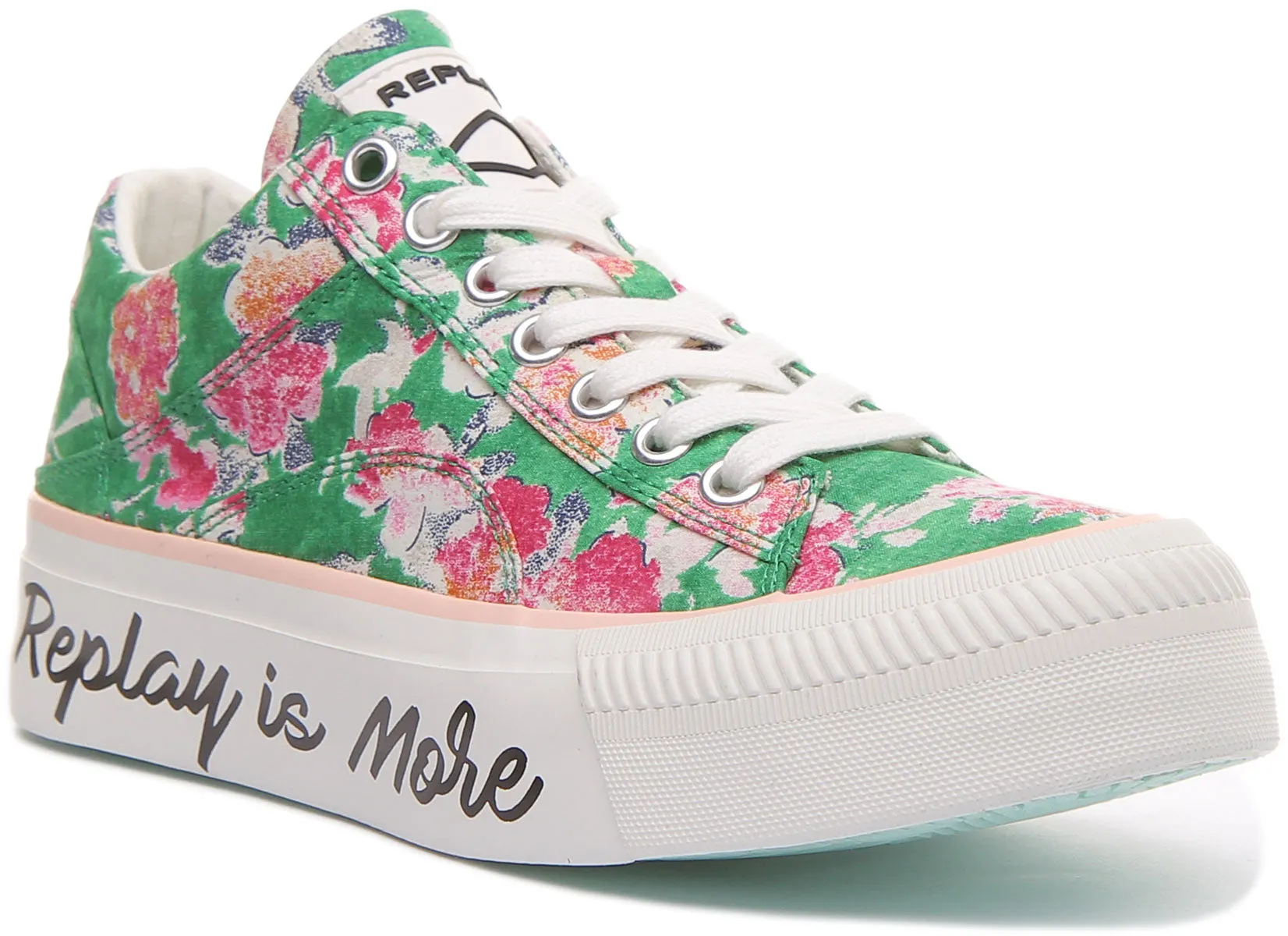 Replay Elmey Zapatillas de deporte de algodón con cordones para mujer en verde