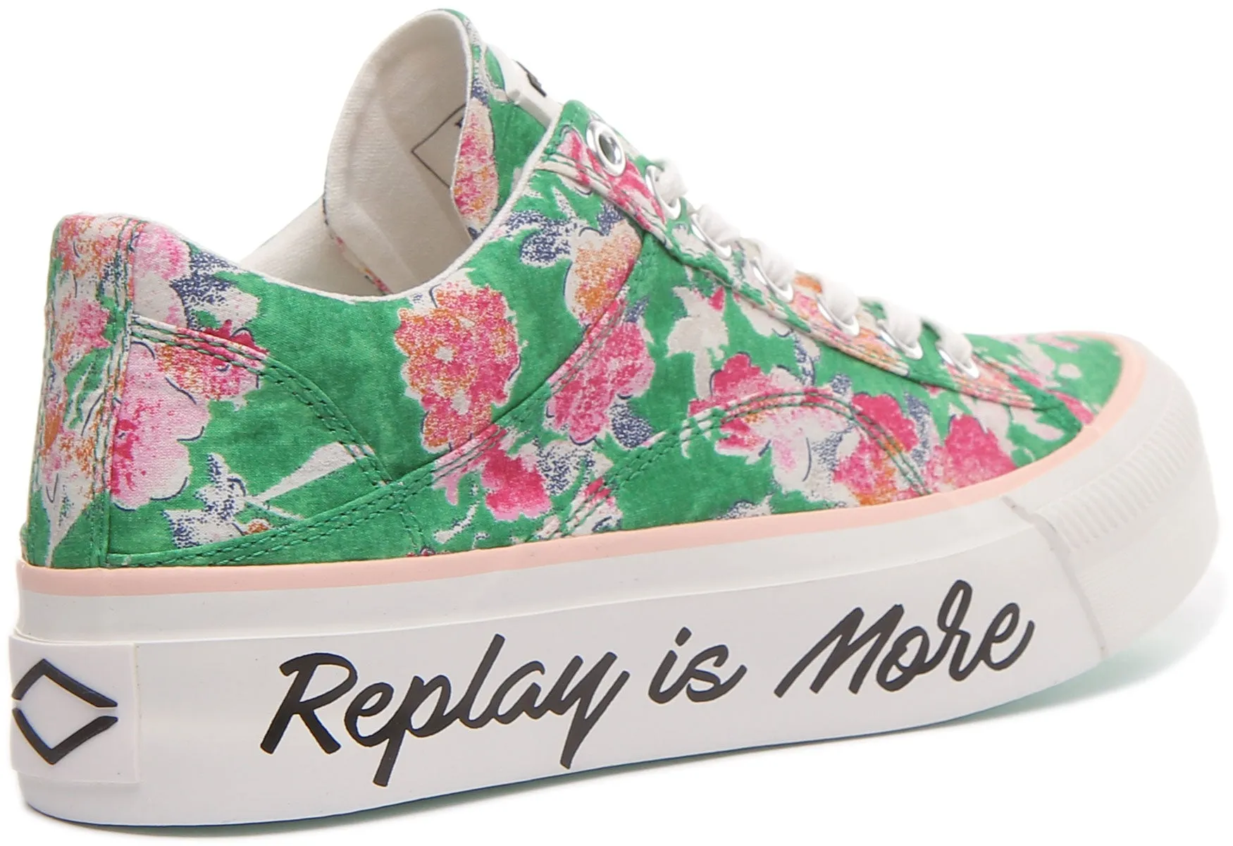 Replay Elmey Zapatillas de deporte de algodón con cordones para mujer en verde