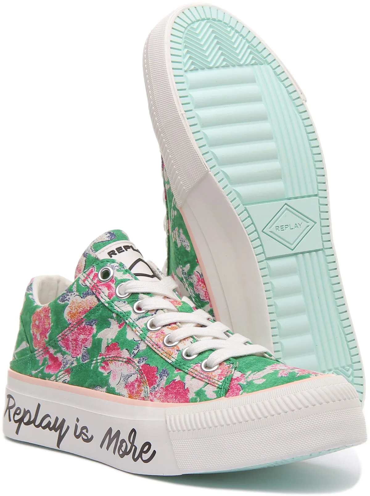 Replay Elmey Zapatillas de deporte de algodón con cordones para mujer en verde