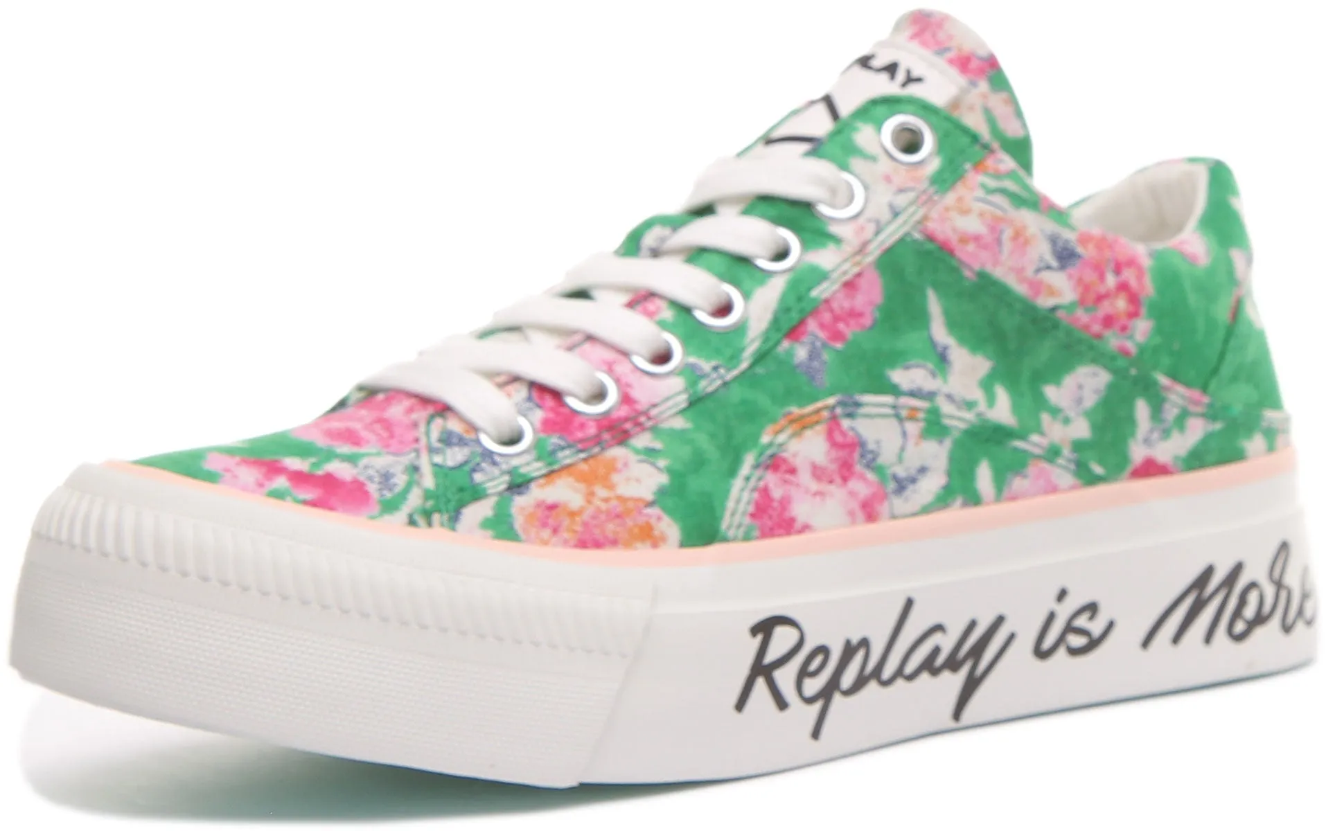 Replay Elmey Zapatillas de deporte de algodón con cordones para mujer en verde