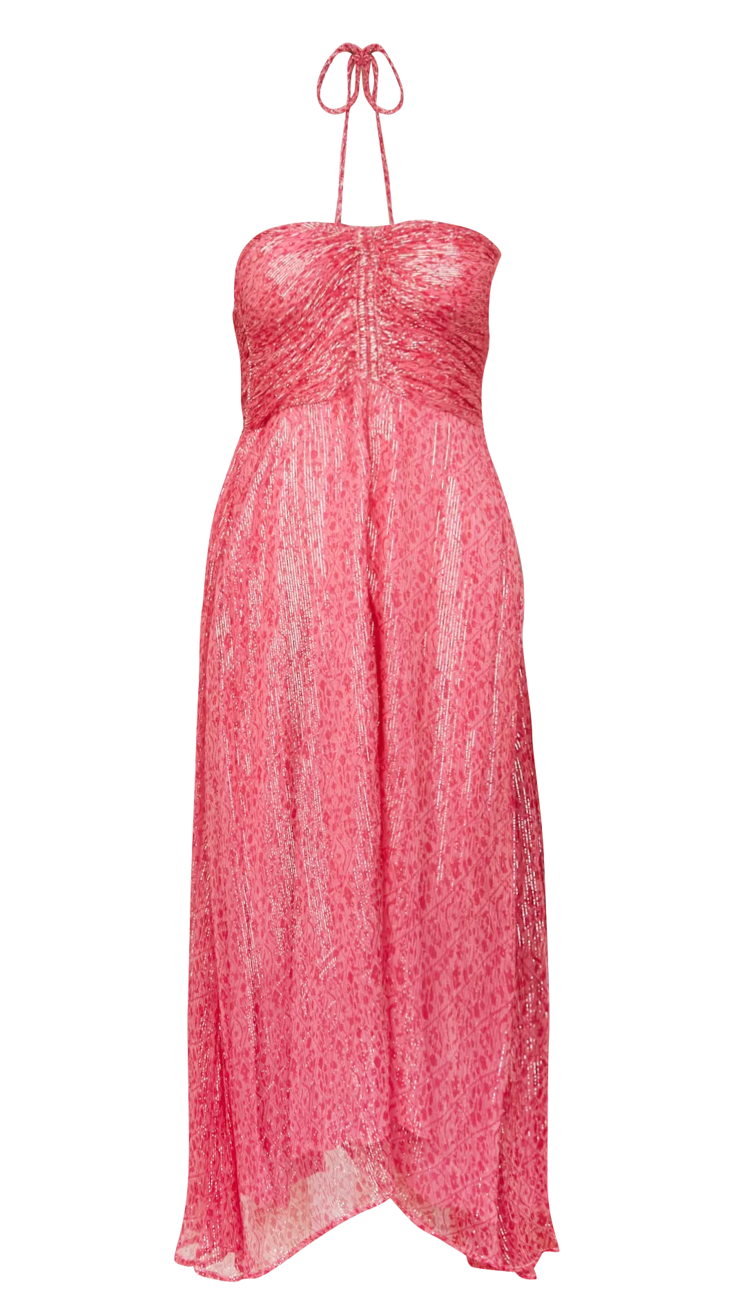RITA  VESTIDO MIDI PALABRA DE HONOR CON ESTAMPADO EN ROSA