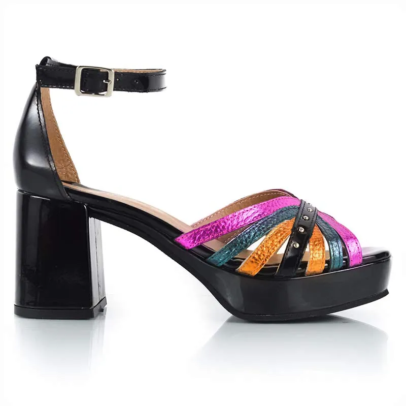 Sandalias altas negro mix metalizados Alelí
