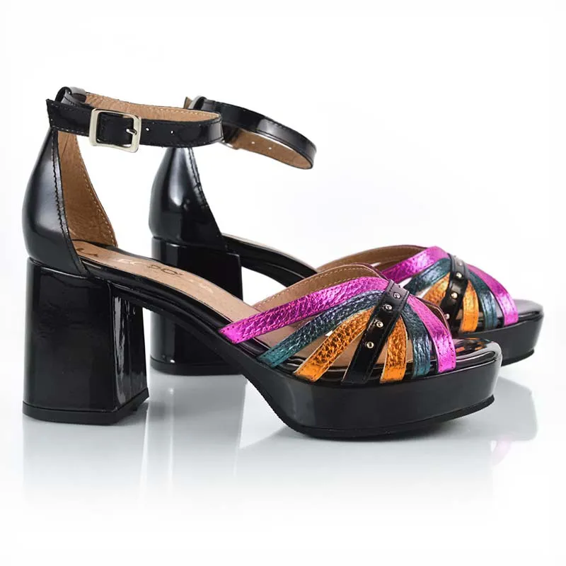 Sandalias altas negro mix metalizados Alelí