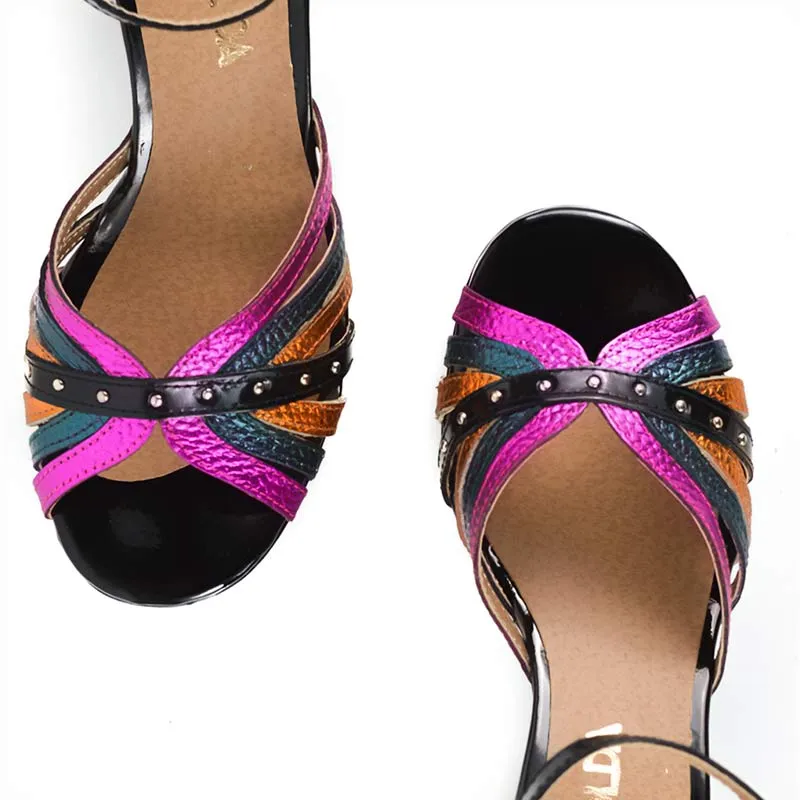 Sandalias altas negro mix metalizados Alelí