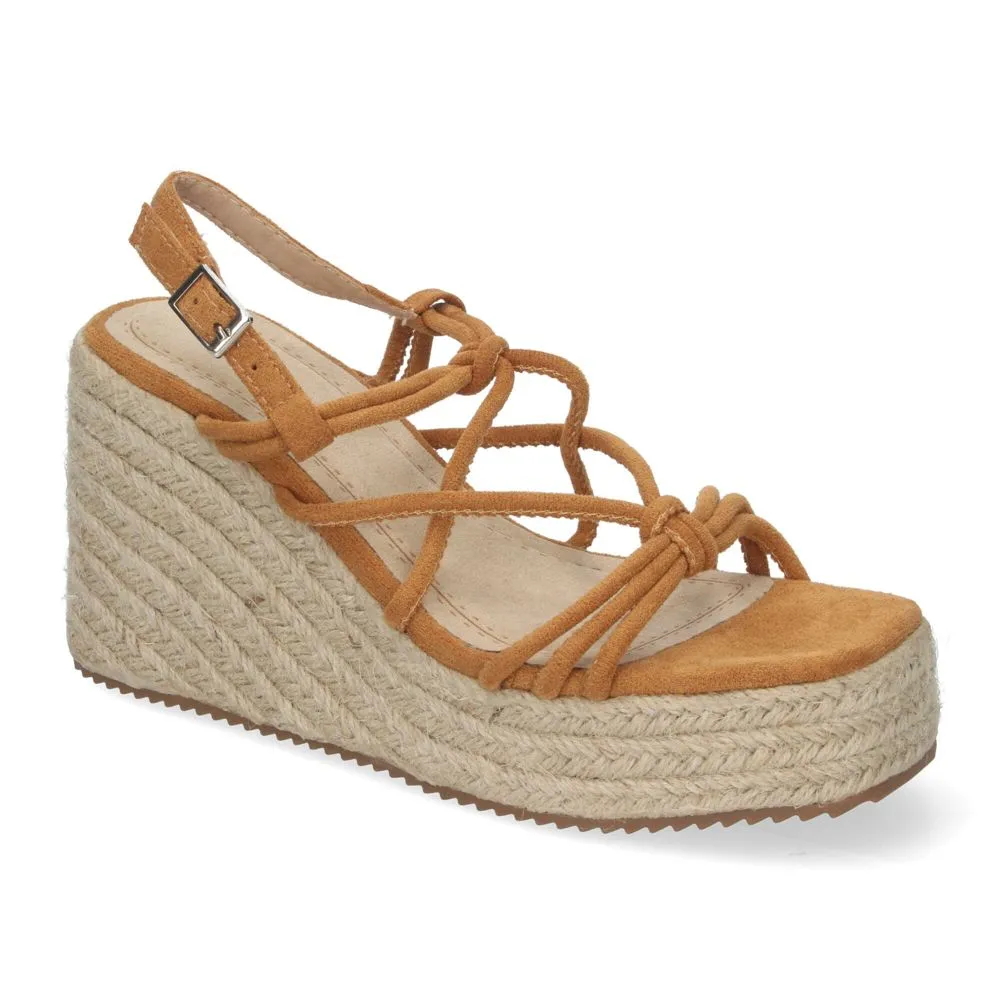 Sandalias de Cuña de Yute para Mujer con Adornos Cruzados y Hebilla Ajustable Diseño Elegante Fácile