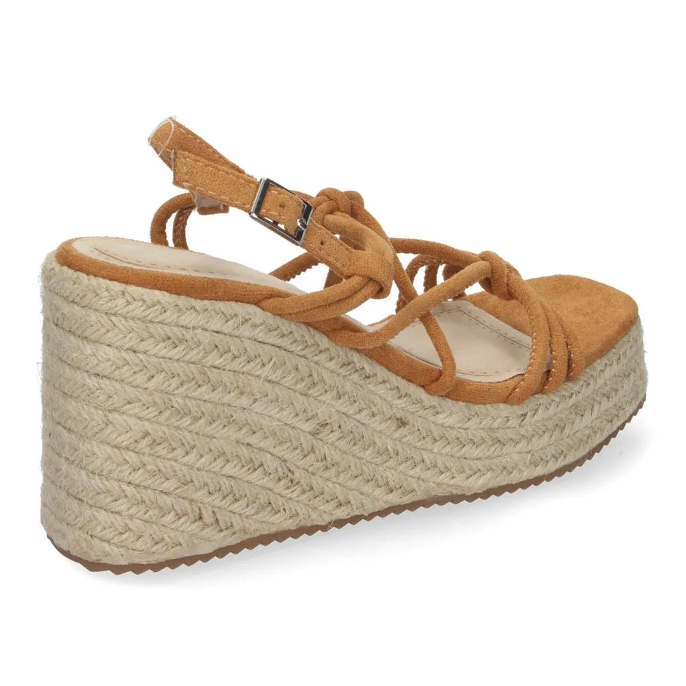Sandalias de Cuña de Yute para Mujer con Adornos Cruzados y Hebilla Ajustable Diseño Elegante Fácile