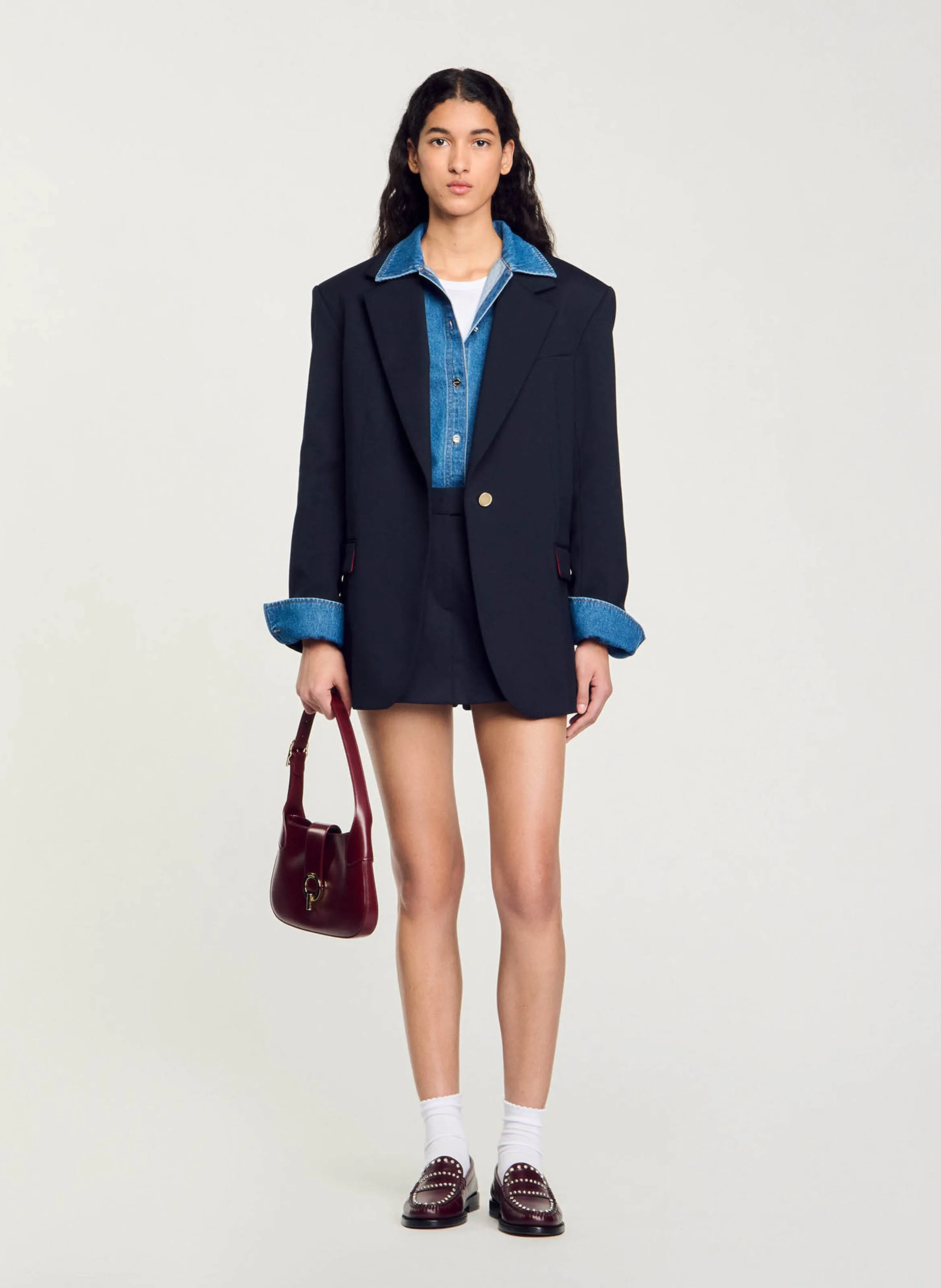 SANDRO Chaqueta sastre oversize en azul