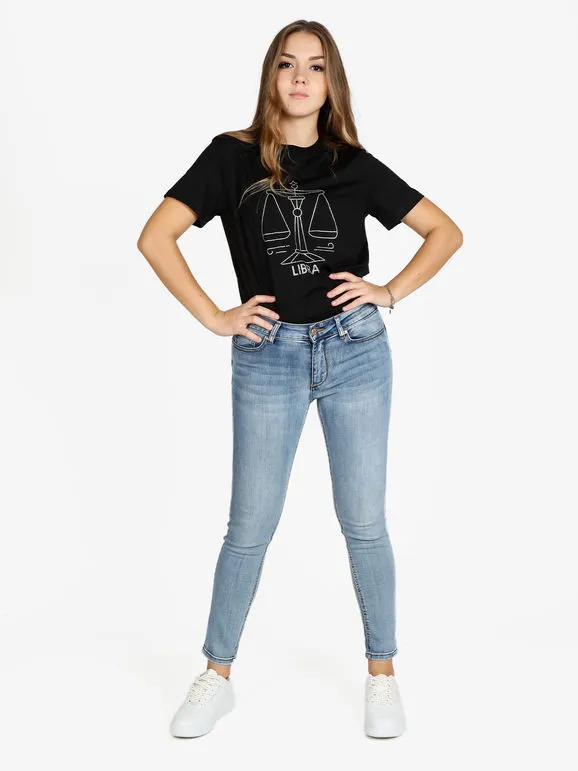 Solada Camiseta de manga corta mujer signo del zodiaco libra