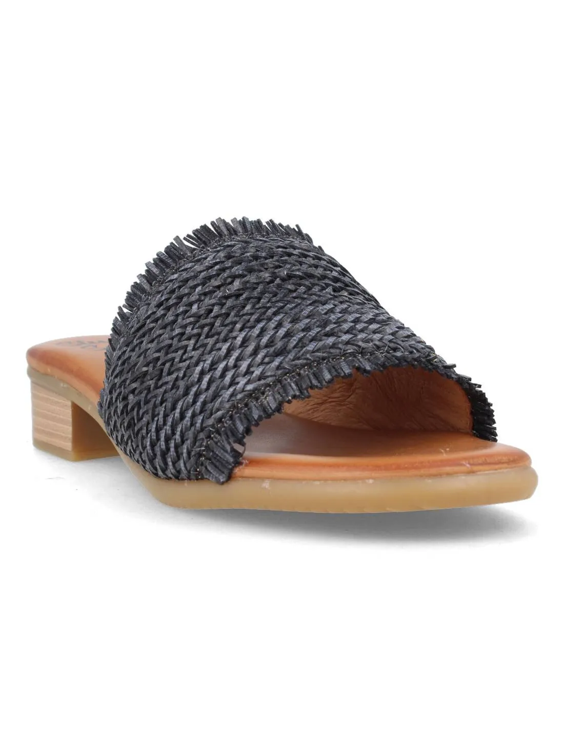 STUDIO SCARPE  MULE TACóN TRENZADO NEGRO