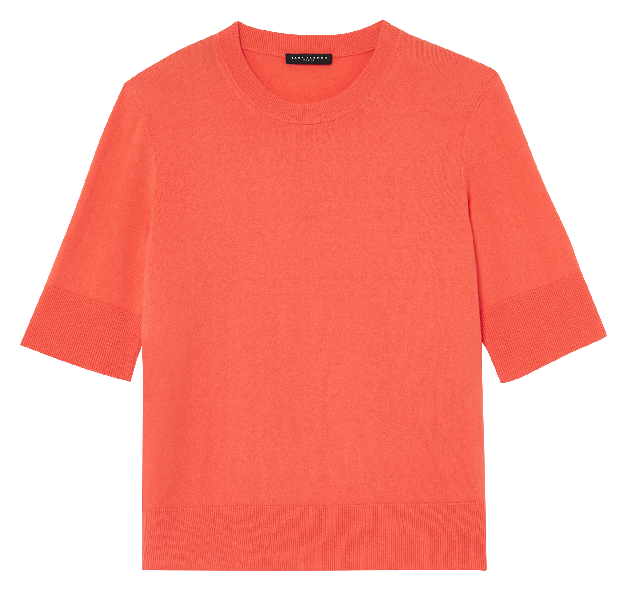 TARA JARMON PAOLINE  JERSEY RECTO DE MEZCLA DE ALGODóN ORGáNICO Y LANA CON CUELLO REDONDO EN NARANJA