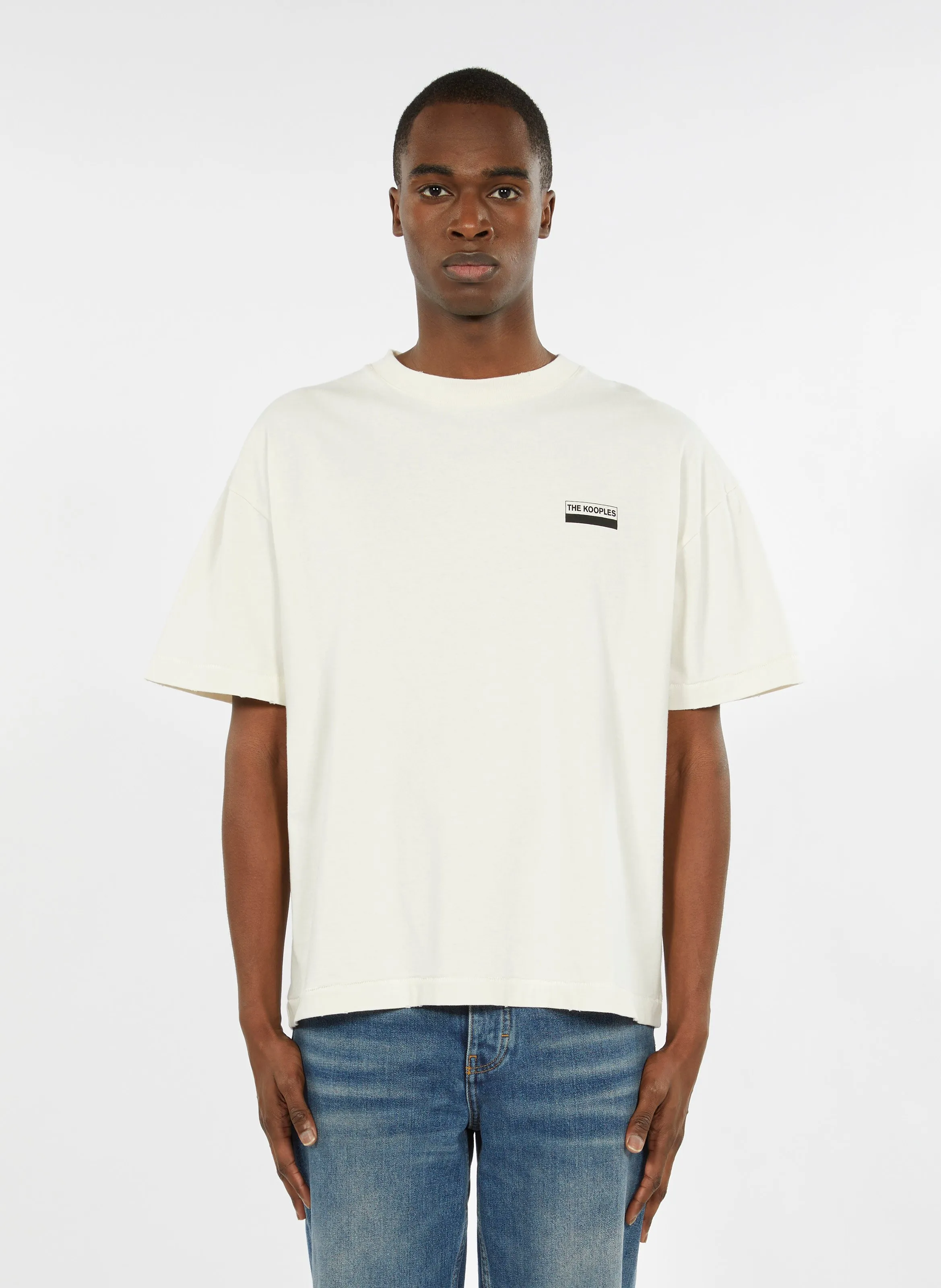 THE KOOPLES Camiseta de algodón oversize serigrafiada en blanco