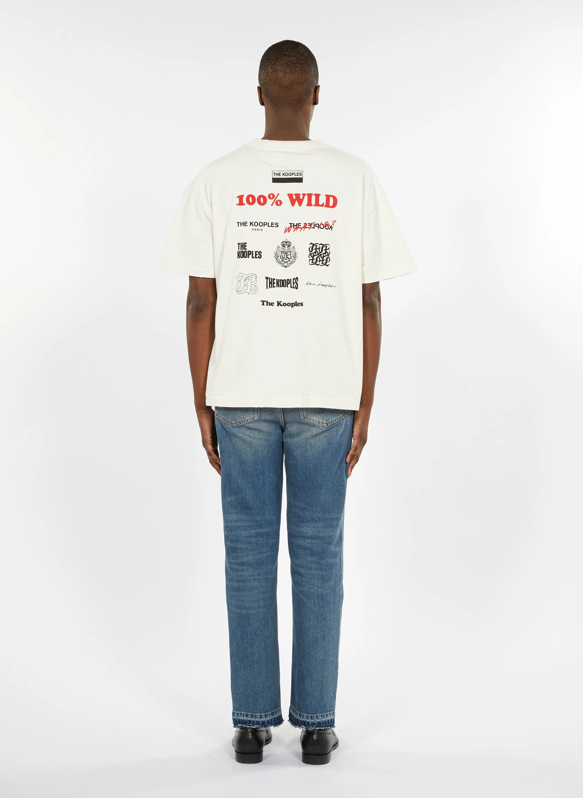 THE KOOPLES Camiseta de algodón oversize serigrafiada en blanco