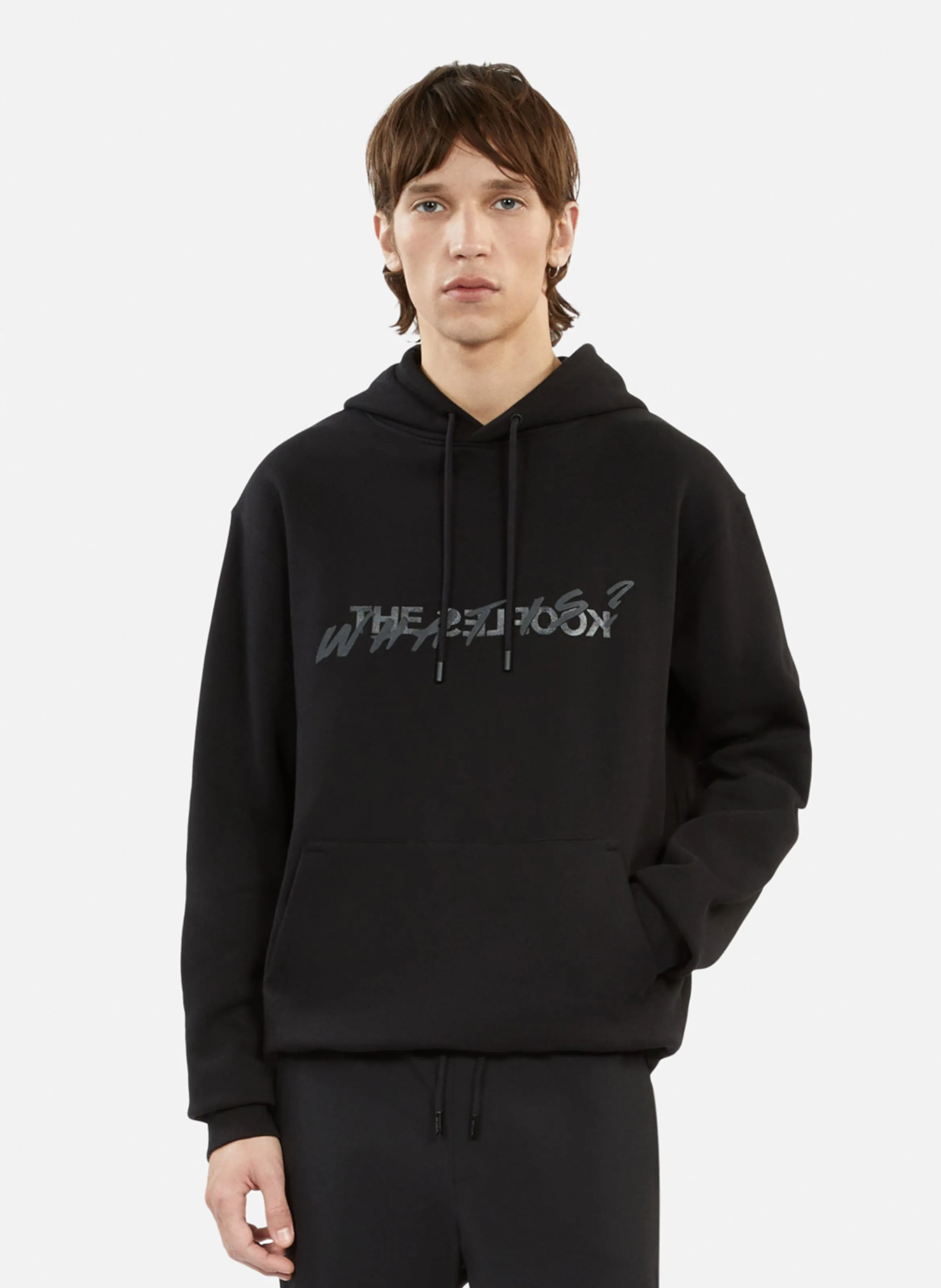THE KOOPLES Sudadera de algodón serigrafiada con capucha en negro