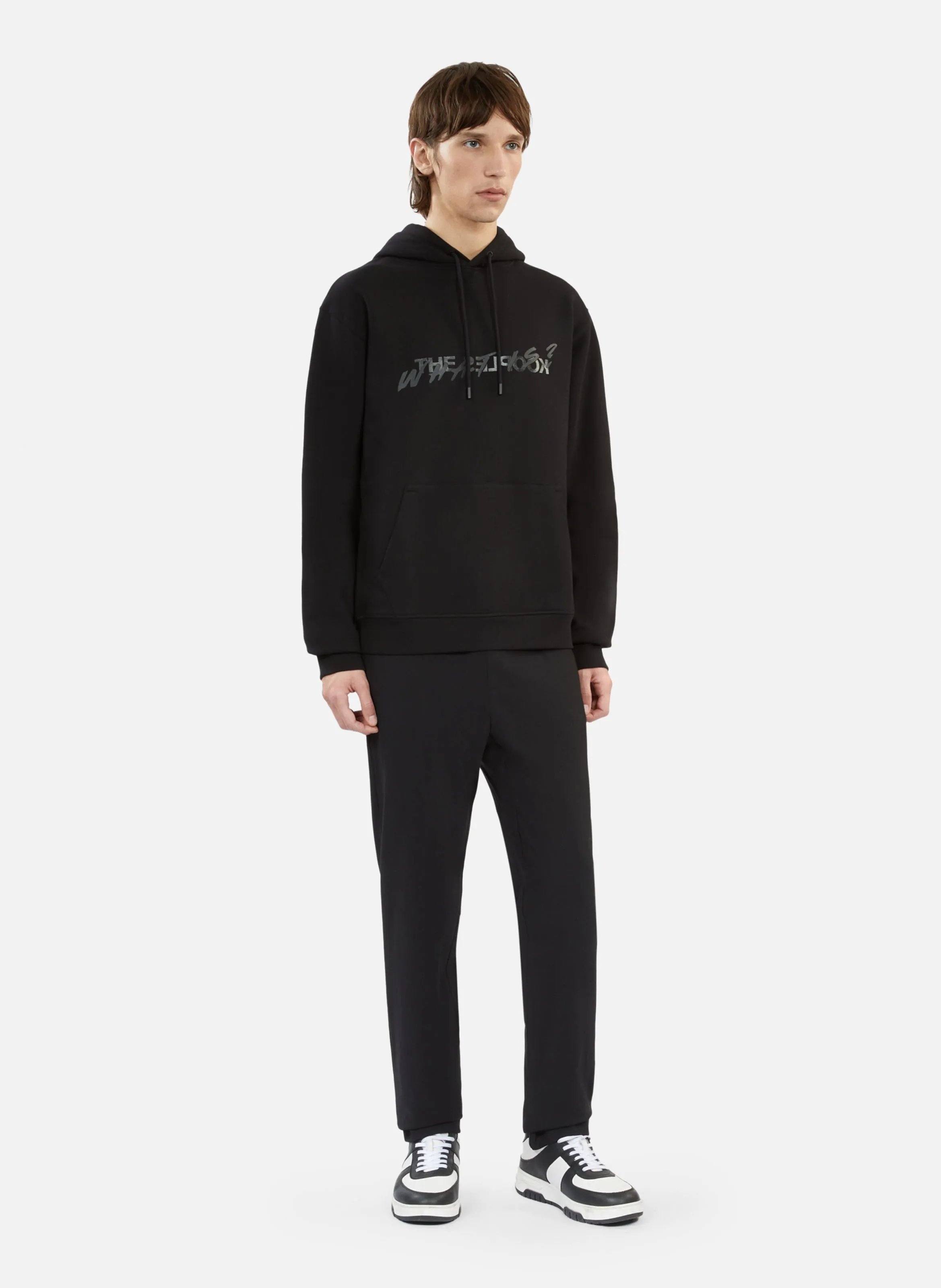 THE KOOPLES Sudadera de algodón serigrafiada con capucha en negro