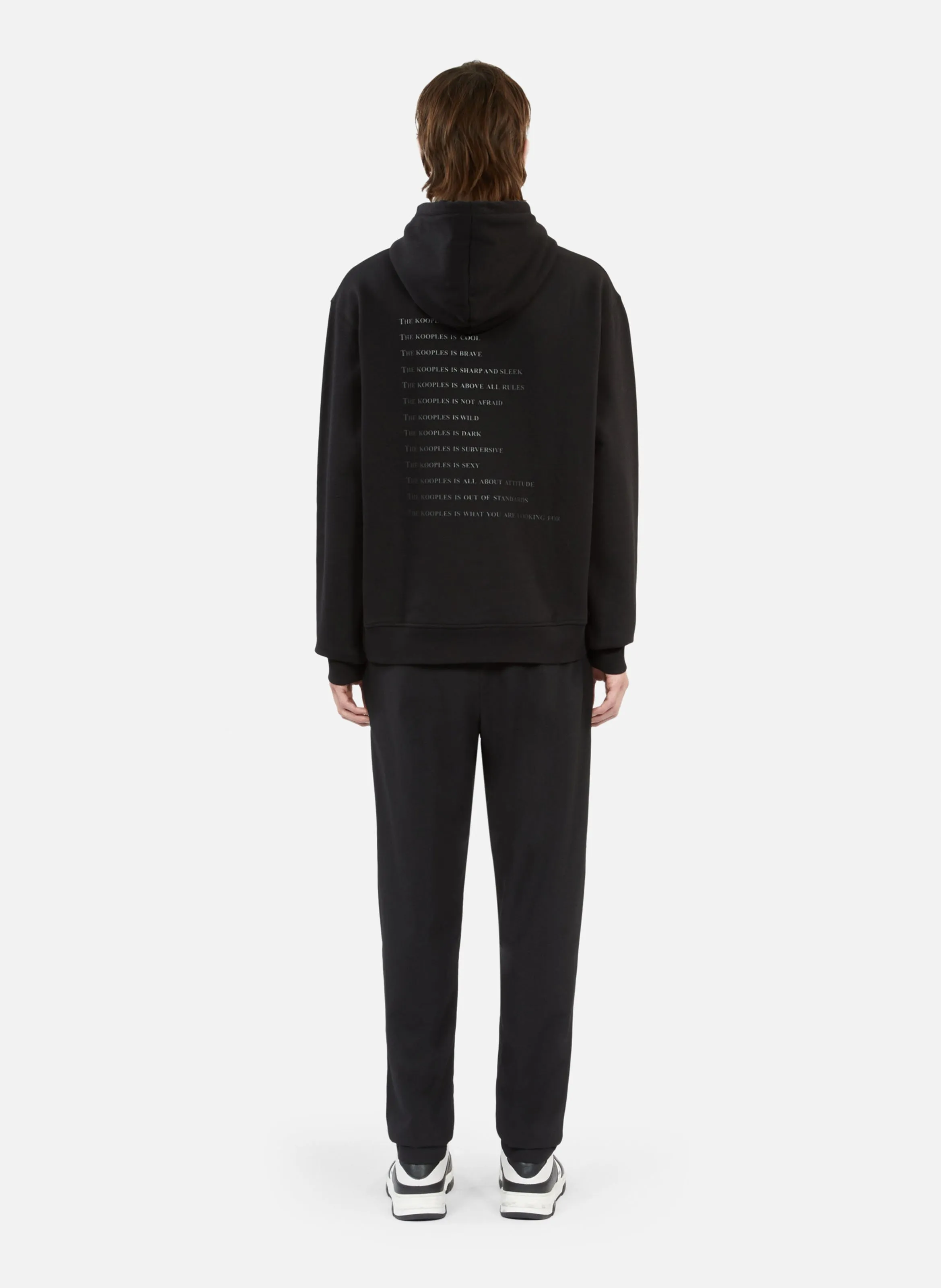 THE KOOPLES Sudadera de algodón serigrafiada con capucha en negro