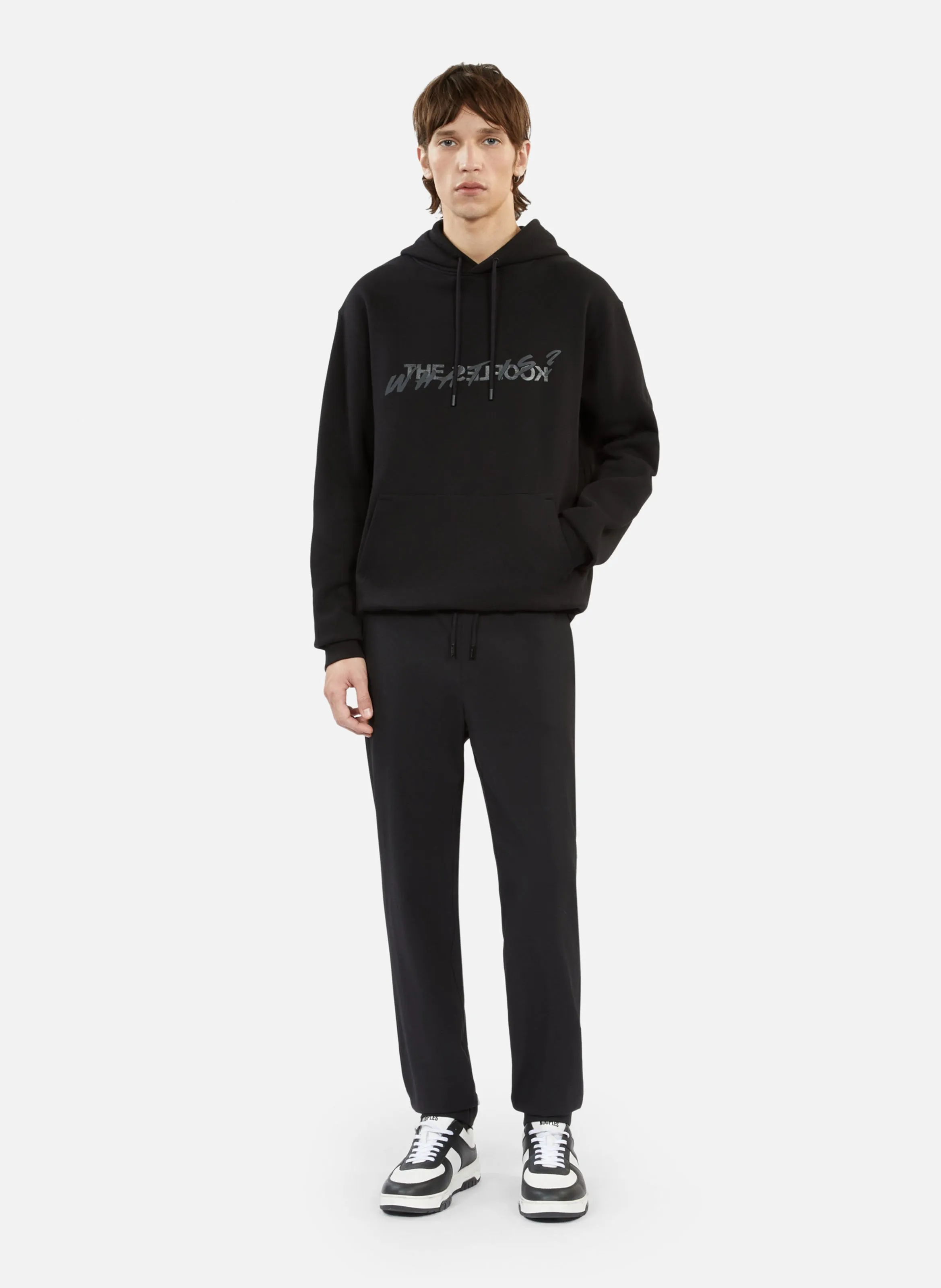 THE KOOPLES Sudadera de algodón serigrafiada con capucha en negro