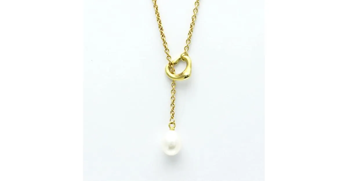 Tiffany & Co Collar Lariat de Perlas Open Heart de Tiffany Dorado 