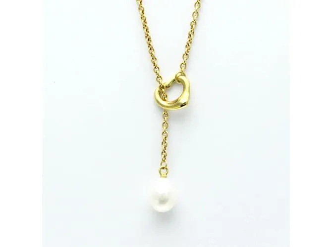 Tiffany & Co Collar Lariat de Perlas Open Heart de Tiffany Dorado 